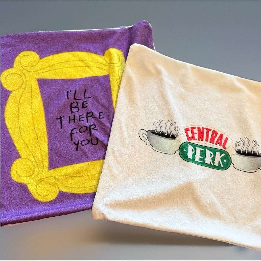 Set of 2 Friends TV Show Pillow Covers Central Perk I'll Be There For You 17"x17
